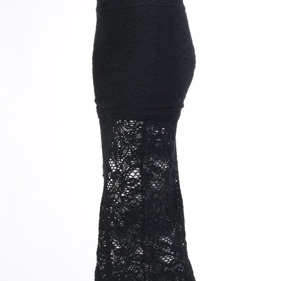 NWT IRO Black Cotton Blend Lace Knit Pull On Midi Skirt FR 42 (US 6-8) $250 - Picture 6 of 7